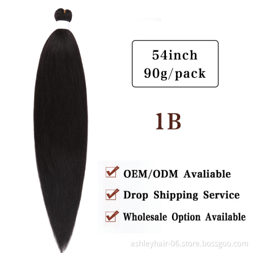 100% kanekalon braid custom package 52" 90g synthetic pre stretched braiding hair odm extension kids synthetic kanekalon